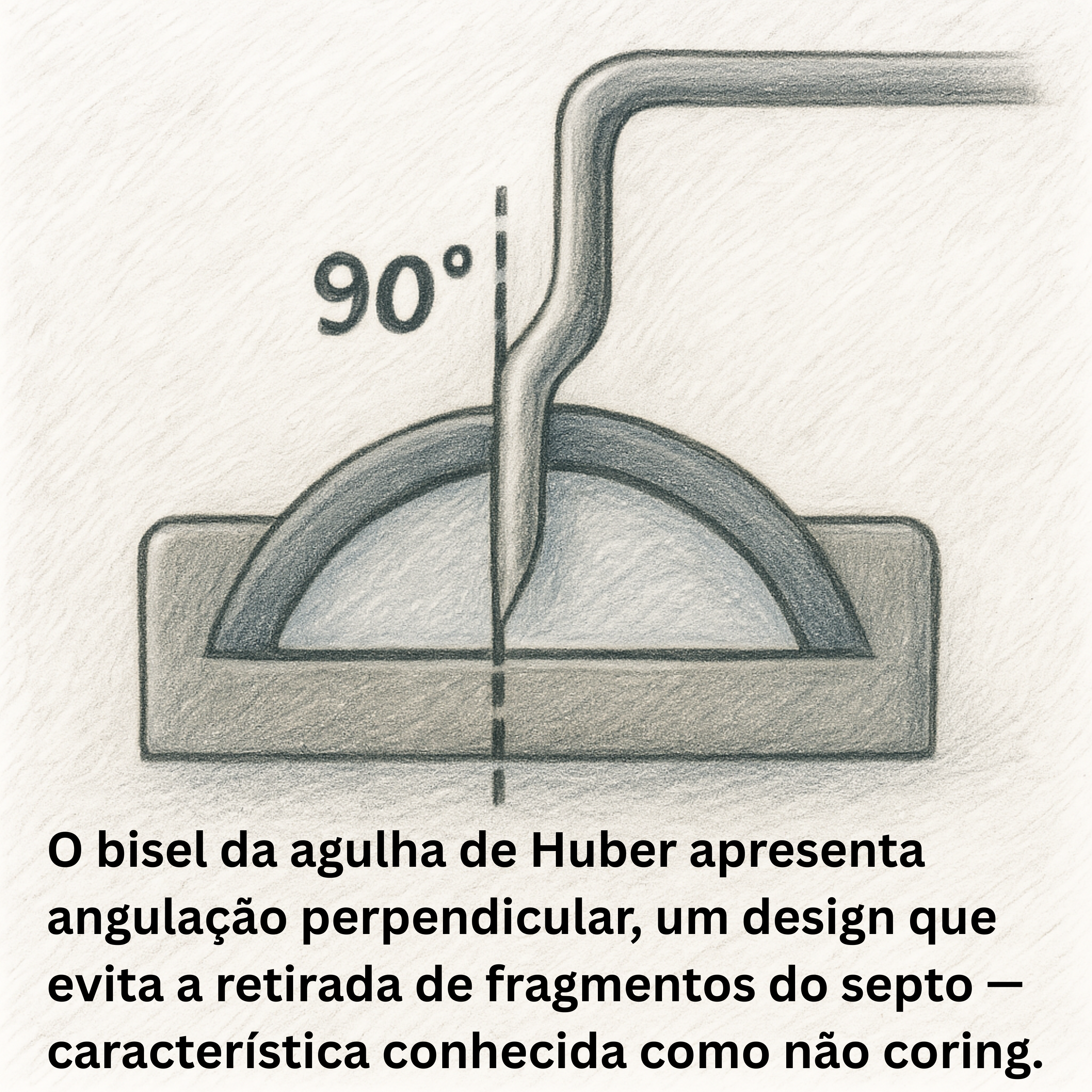 Imagem da ponta da agulha de Huber angulada protege o septo de silicone de 'coring'